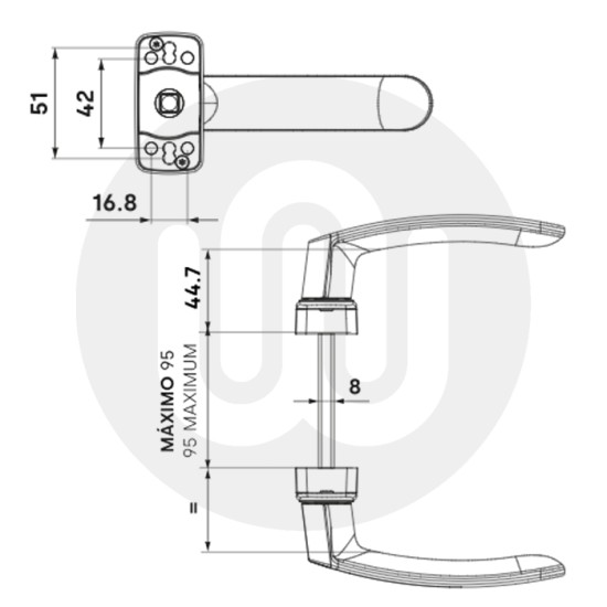 Simplefit Polaris Lever Door / Bifold Handle 43mm & 50mm Screw Centres