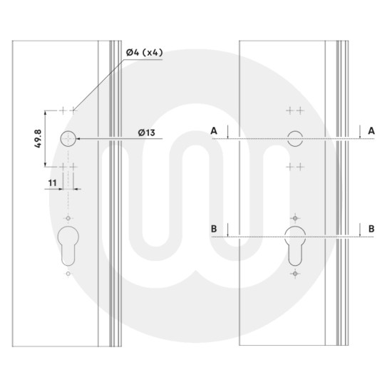 Simplefit Polaris Lever Door / Bifold Handle 43mm & 50mm Screw Centres