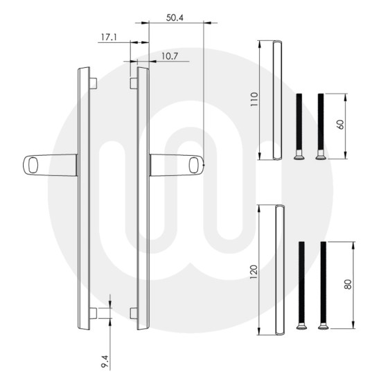 Simplefit Decorative Inline Lever/Lever 92PZ/92PZ Door Handle - Medium Cover (241BP/211CRS) Simplefit Decorative Inline Lever/Lever 92PZ/92PZ Door Handle - Medium Cover (241BP/211CRS)