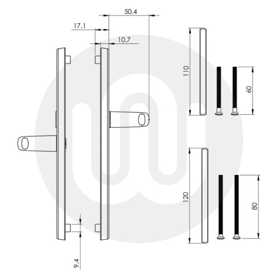 Simplefit Budget Offset Lever/Lever 92PZ/62PZ Door Handle - Medium Cover (241BP/211CRS) Simplefit Budget Offset Lever/Lever 92PZ/62PZ Door Handle - Medium Cover (241BP/211CRS)
