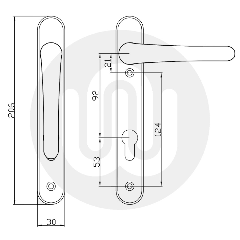 Vita Claymore DH311 Sprung Inline Lever/Lever 92PZ/92PZ Door Handle ...