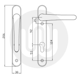 Vita Claymore DH311 Sprung Inline Lever/Lever 92PZ/92PZ Door Handle - Standard Cover (206BP/124CRS)