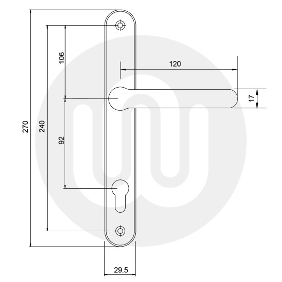 Simplefit by Fab & Fix Blenheim Sprung Inline Lever/Lever 92PZ/92PZ Door Handle - Large Cover (270BP/240CRS)