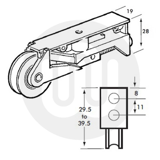 All Round Patio Track & Single Wheel Patio Rollers 32mm Set