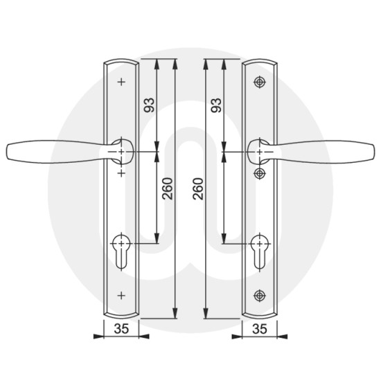 Hoppe 'Winkhaus Palladio Replacement’ Inline Lever/Lever 92PZ/92PZ Door Handle (260BP/214CRS)