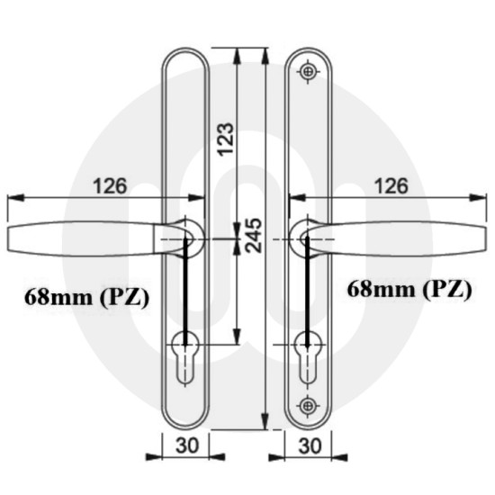 Fab & Fix Farnham Fullex Sprung Inline Lever/Lever 68PZ/68PZ Door Handle With Snib (248BP/215CRS)