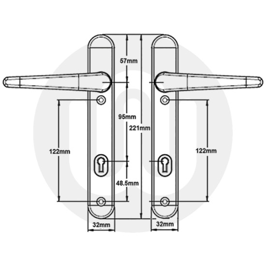 Era Ikon Classic Vectis Sprung Inline Lever/Lever 92PZ/92PZ Door Handle - Standard Cover (221BP/122CRS)