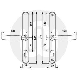 Cego / Hoppe Sprung 70mm Door Handle with an 8mm Spindle