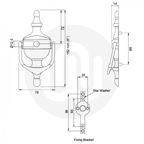 Simplefit Face Fix Urn Door Knocker With Hole For Door Viewer Medium