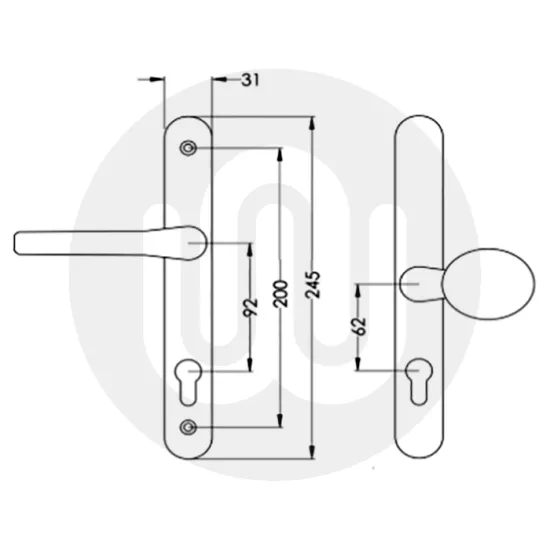 Roto Offset Lever/Pad 92PZ/62PZ Door Handle (245BP/200CRS) - OBSOLETE