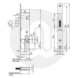 Wilka 1436 Hook Bolt Mortice Lock for Metal Frame Doors