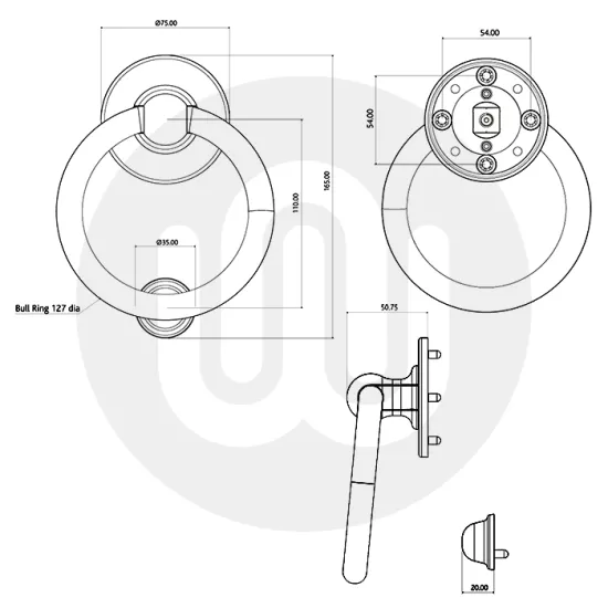 Simplefit Face Fix Bull Ring Door Knocker