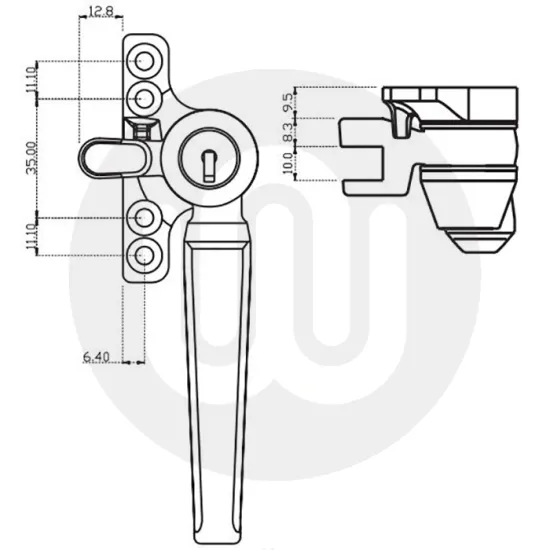 Cockspur Aluminium Window Handle - Locking Cockspur Aluminium Window Handle - Locking