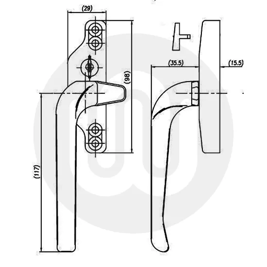 Locking Kawneer Cockspur Handle