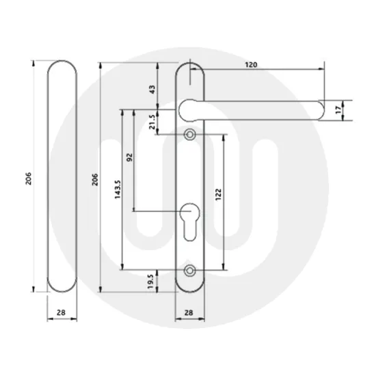 Simplefit by Fab & Fix Sprung 92PZ Door Handle Blanks with Blind Plate - Short Cover (206BP/122CRS)