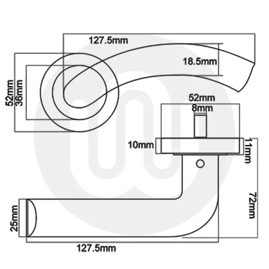 Milan Lever Handle on Rose Milan Lever Handle on Rose