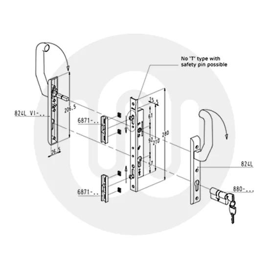 Sobinco Pentalock 6792 Patio Door Lock – Flat Faceplate Sobinco Pentalock 6792 Patio Door Lock – Flat Faceplate