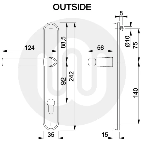 Hoppe Birmingham Inline Lever/Lever 92PZ/92PZ Door Handle - Medium Cover (242BP/215CRS) Hoppe Birmingham Inline Lever/Lever 92PZ/92PZ Door Handle - Medium Cover (242BP/215CRS)