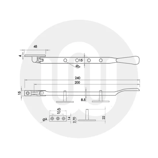Timber Window Stay - Non-Locking
