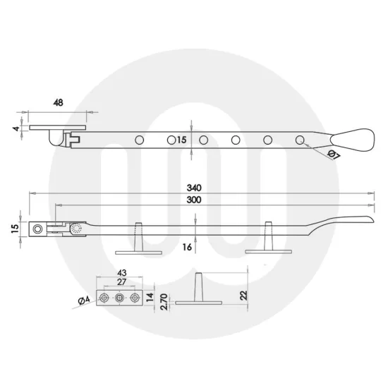Timber Window Stay - Non-Locking