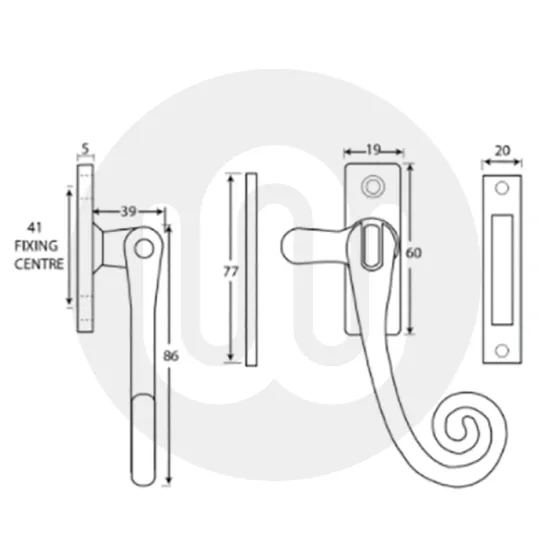 Monkey Tail Cockspur Window Handle