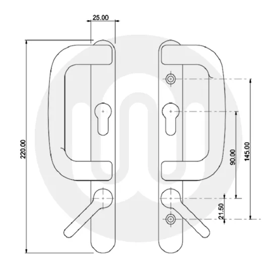 FUHR Inline Patio Door Handle