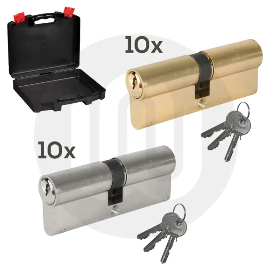 20 Mixed Standard Euro Cylinders + Free Carry Case 