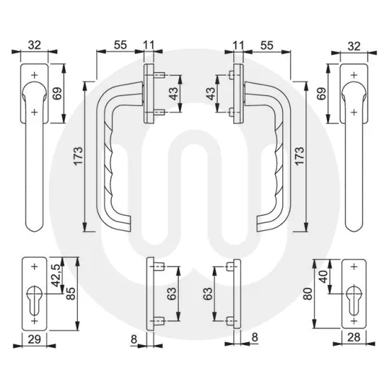 Hoppe Internal & External Patio Door Handle