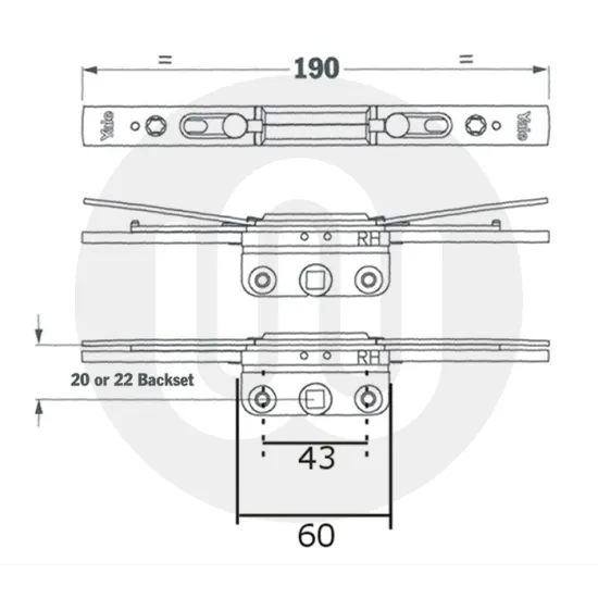 Yale / Lockmaster Standard Croppable Shootbolt Gearbox
