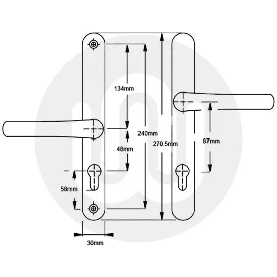 ABT Sprung Offset Lever/Lever 48PZ/87PZ Door Handle (270BP/240CRS)