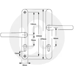 Cego Sprung Offset Lever/Lever 70PZ/92PZ Door Handle (270BP/240CRS)