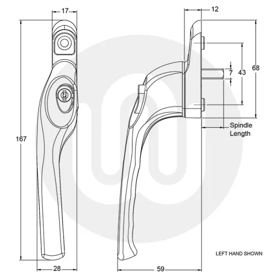 Avocet Affinity Cranked Espag Locking Window Handle