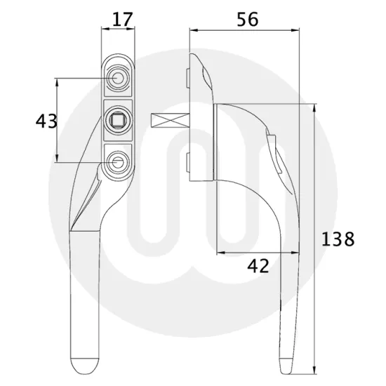Vita Cranked Espag Window Handle