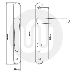 Vita DH312 Sprung Inline Lever/Lever 92PZ/92PZ Door Handle - Medium Cover (242BP/212CRS)