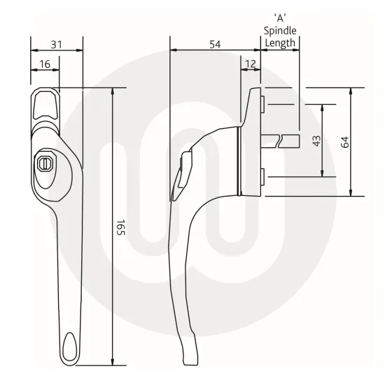ERA Cranked Espag Window Handle