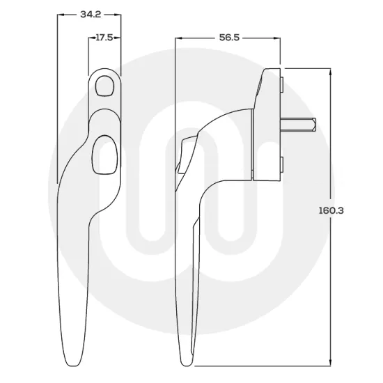 Trojan Cranked Espag Window Handle - Non-Locking Trojan Cranked Espag Window Handle - Non-Locking