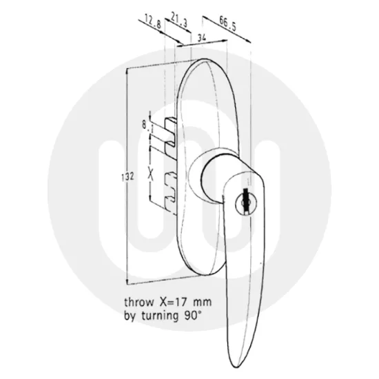 Sobinco Peg Window Handle - Locking 30000-659 CYL
