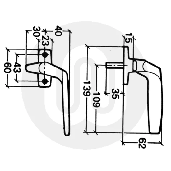 FIX Cockspag Window Handle - Non-Locking