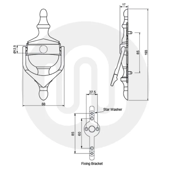 Simplefit Face Fix Urn Door Knocker with Hole for Door Viewer – Large