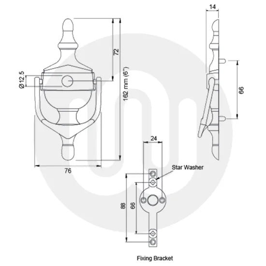 Simplefit Face Fix Urn Door Knocker with Hole for Door Viewer - Medium 