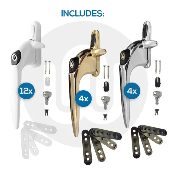 20x Mixed Cockspur Window Handles Individually Bagged