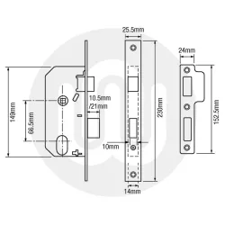 Union L2278 Oval Double Throw Mortice Sashlock