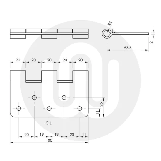 Slimline Face Fixed Composite Door Hinge