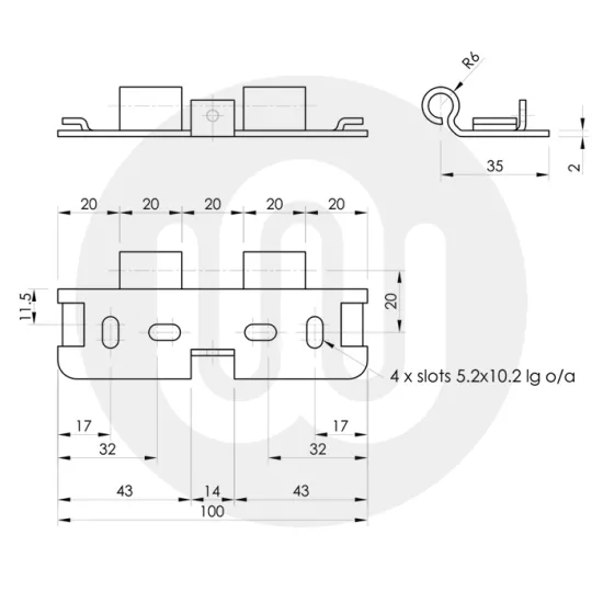 Slimline Face Fixed Composite Door Hinge