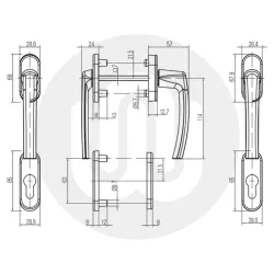 Roto Line Patio Door Handle Full Set (Pair)