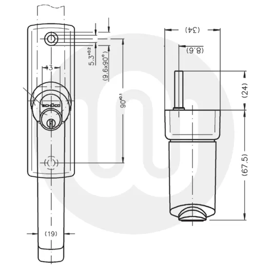 Schuco (Schueco) 234335 Face-Fixed Locking Peg Window Handle