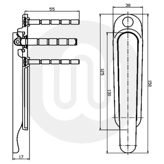 GreenteQ Clearline Slimfold Lift & Turn Bi-Fold Door Handles Without Escutcheon