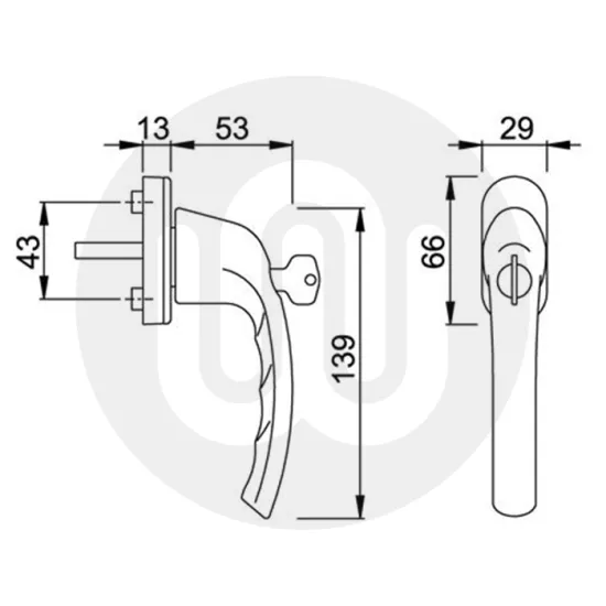Hoppe Tilt & Turn Handle - Locking