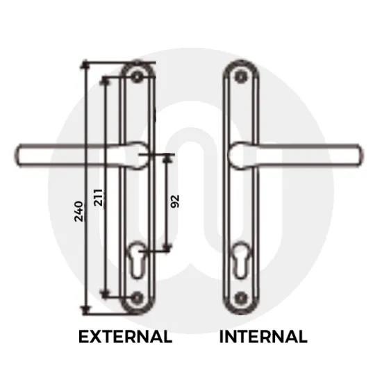 Simplefit Trade Sprung Inline Lever/Lever 92PZ/92PZ Door Handle - Medium Cover (240BP/211CRS)
