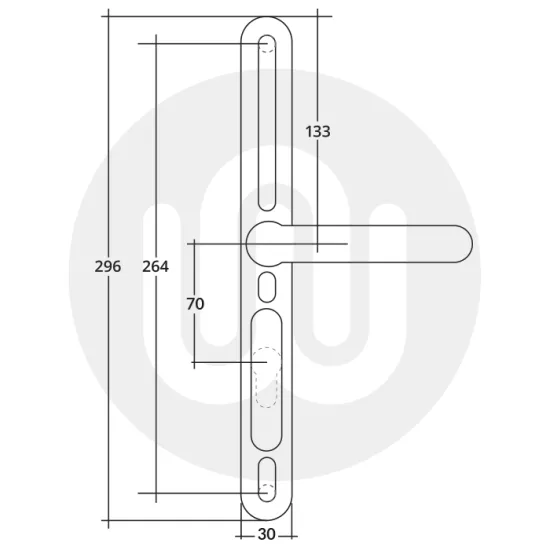 Simplefit UNI Ferco Inline Lever/Lever 70PZ/70PZ Door Handle - Extra Large Cover (296BP/variedCRS)